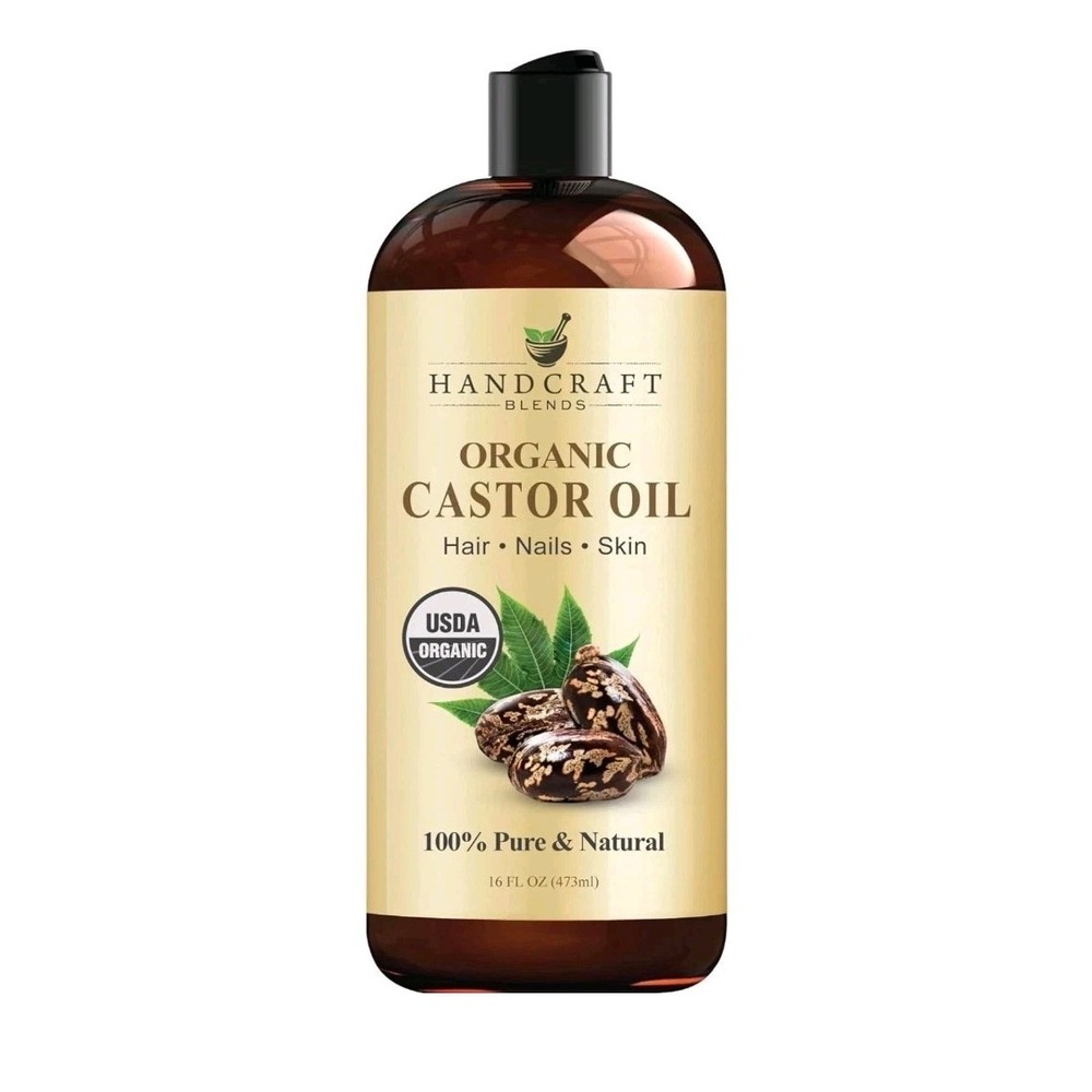 Premium Organic Castor Oil 100% Pure and Hexane-Free Cold-Pressed Beauty 16 fl.